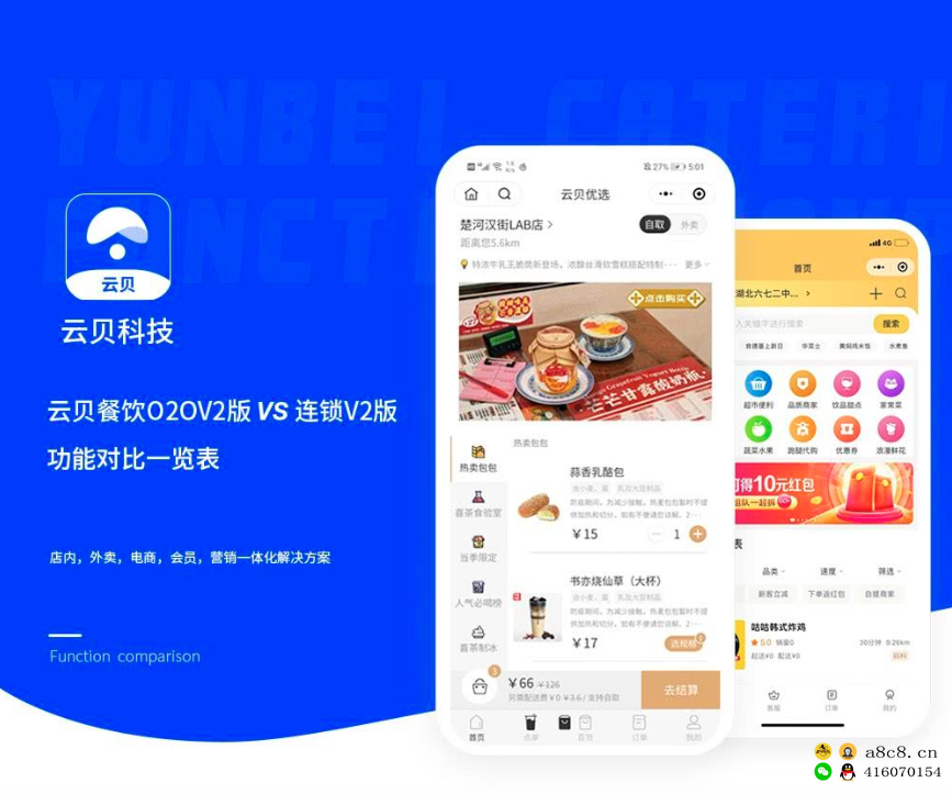 V2.2.2云贝连锁独立版开源含各前端含vue云贝外卖蛋糕堂食小程序