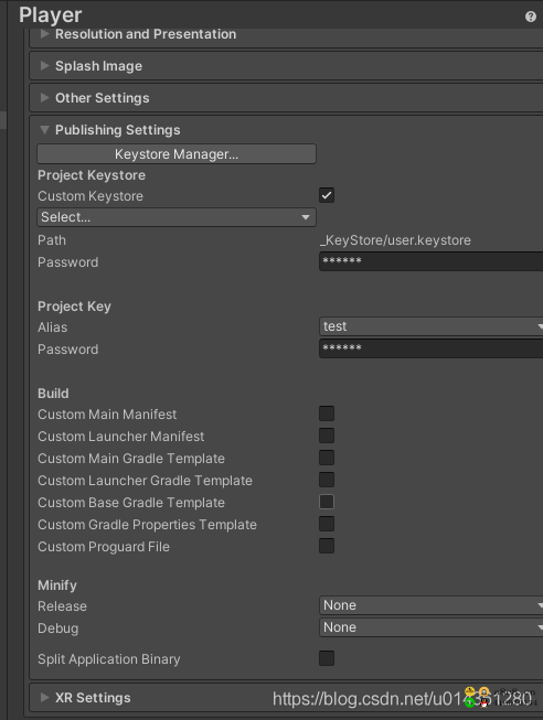 Unity Android 之 应用签名发布 Publishing Settings 中创建和自定义 keystore 的简单方法