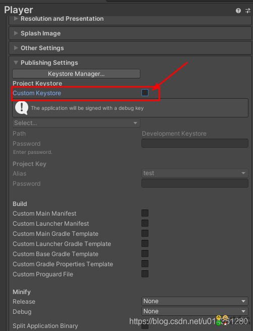 Unity Android 之 应用签名发布 Publishing Settings 中创建和自定义 keystore 的简单方法